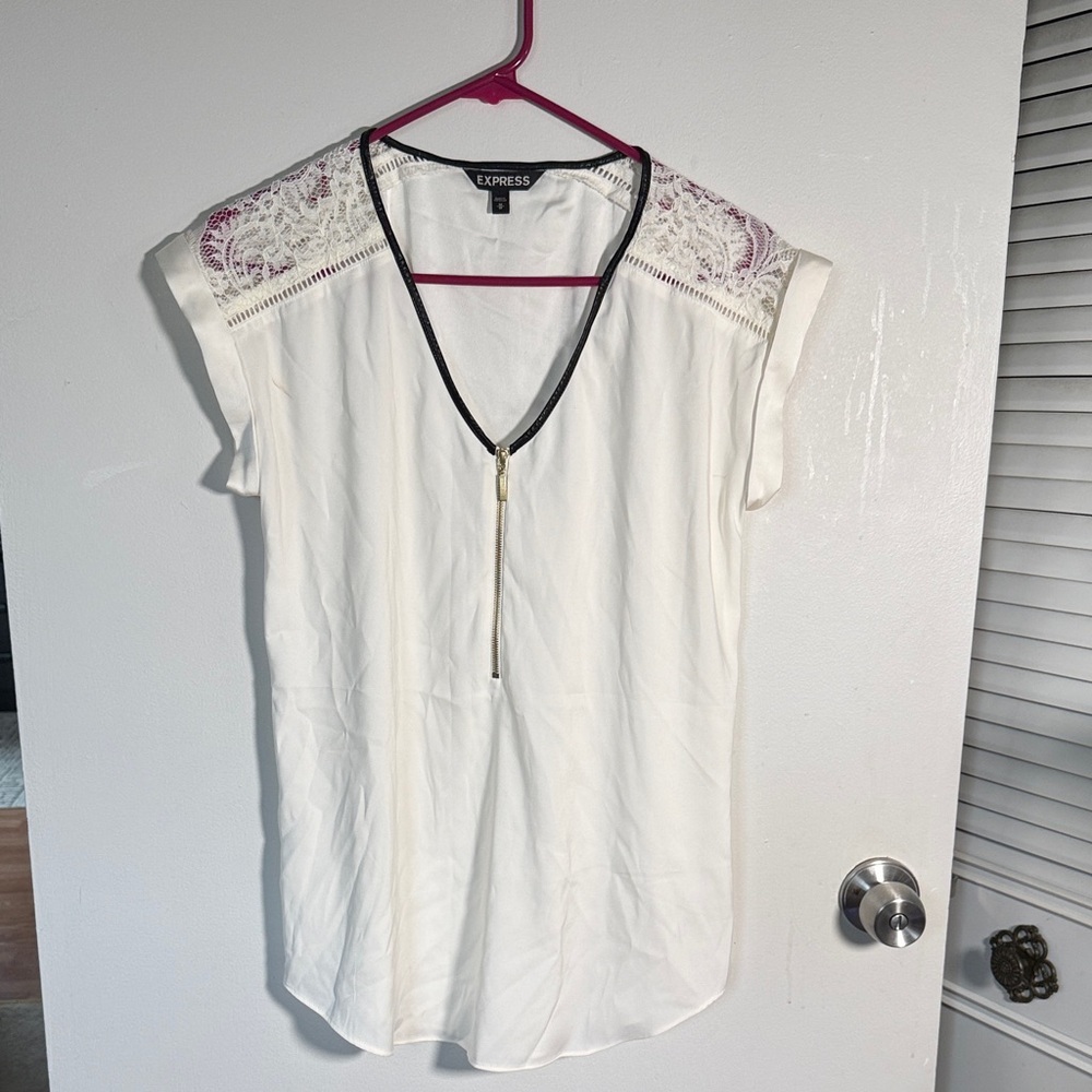 Express White Lace Accent Women's Blouse
